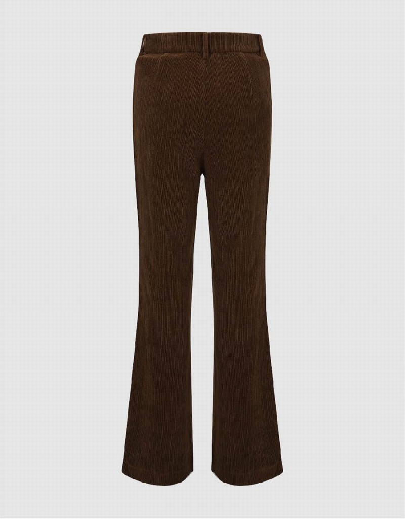 Urban Revivo Knitted Flare Women's Pants Dark Brown | LYT5386FN