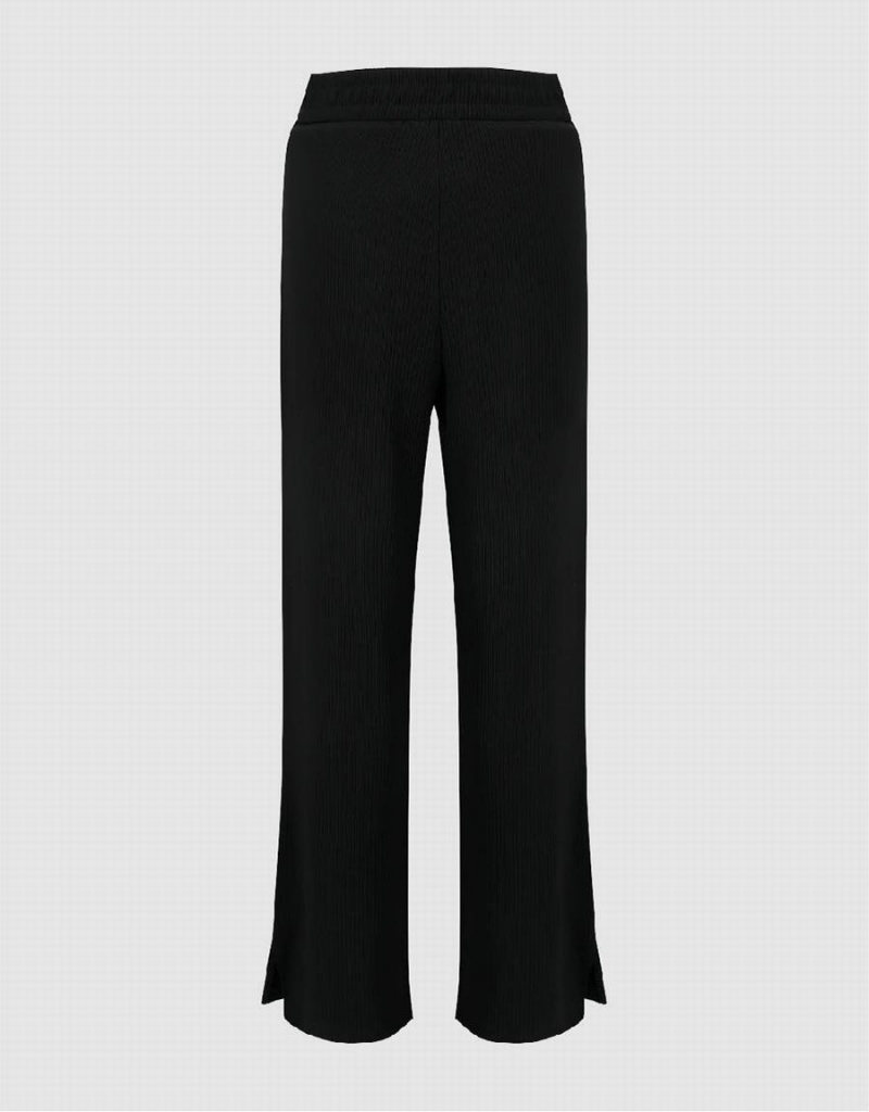 Urban Revivo Knitted Straight Women's Pants Black | NOU1529QA