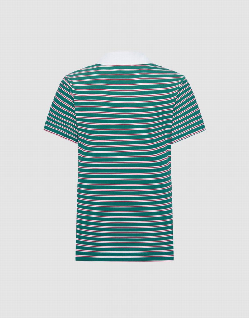 Urban Revivo Knotted Detail Striped Women's Polo Shirts Green | VMJ9821ME