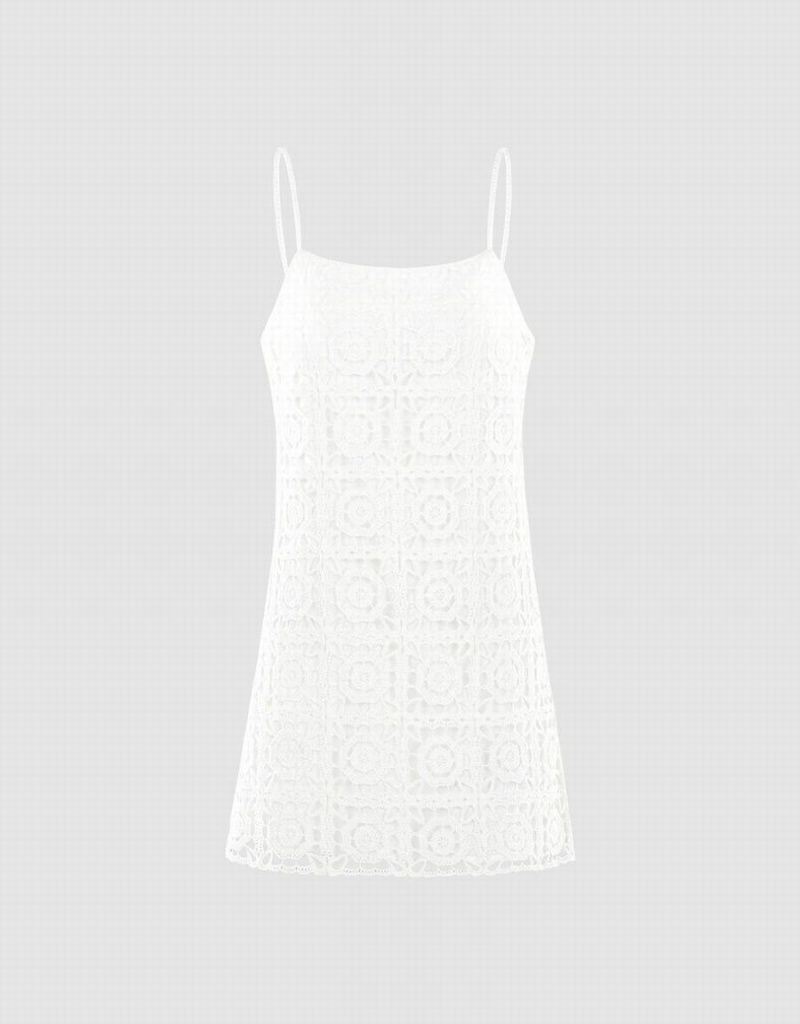 Urban Revivo Lace Cami Women\'s Dress White | LYE5145NC