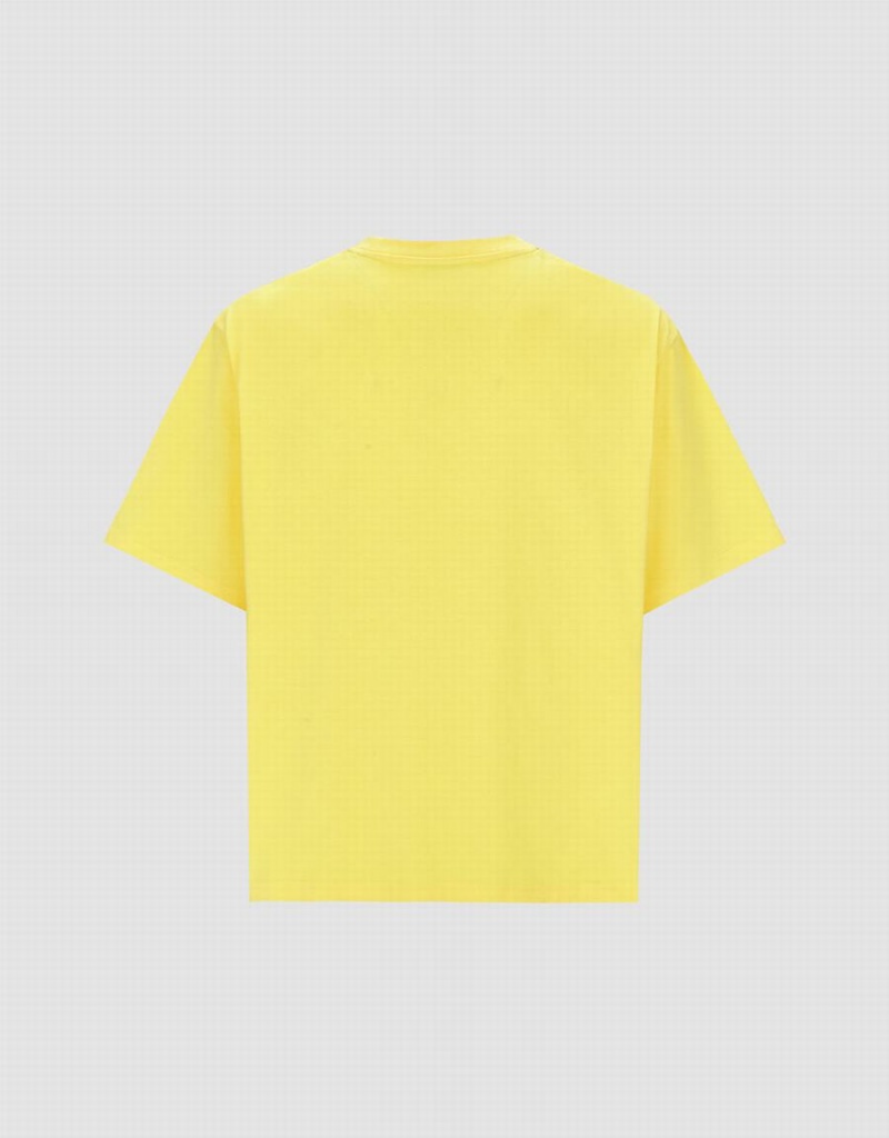 Urban Revivo Letter Detail Crew Neck Men's T Shirts Yellow | MWX8434AI