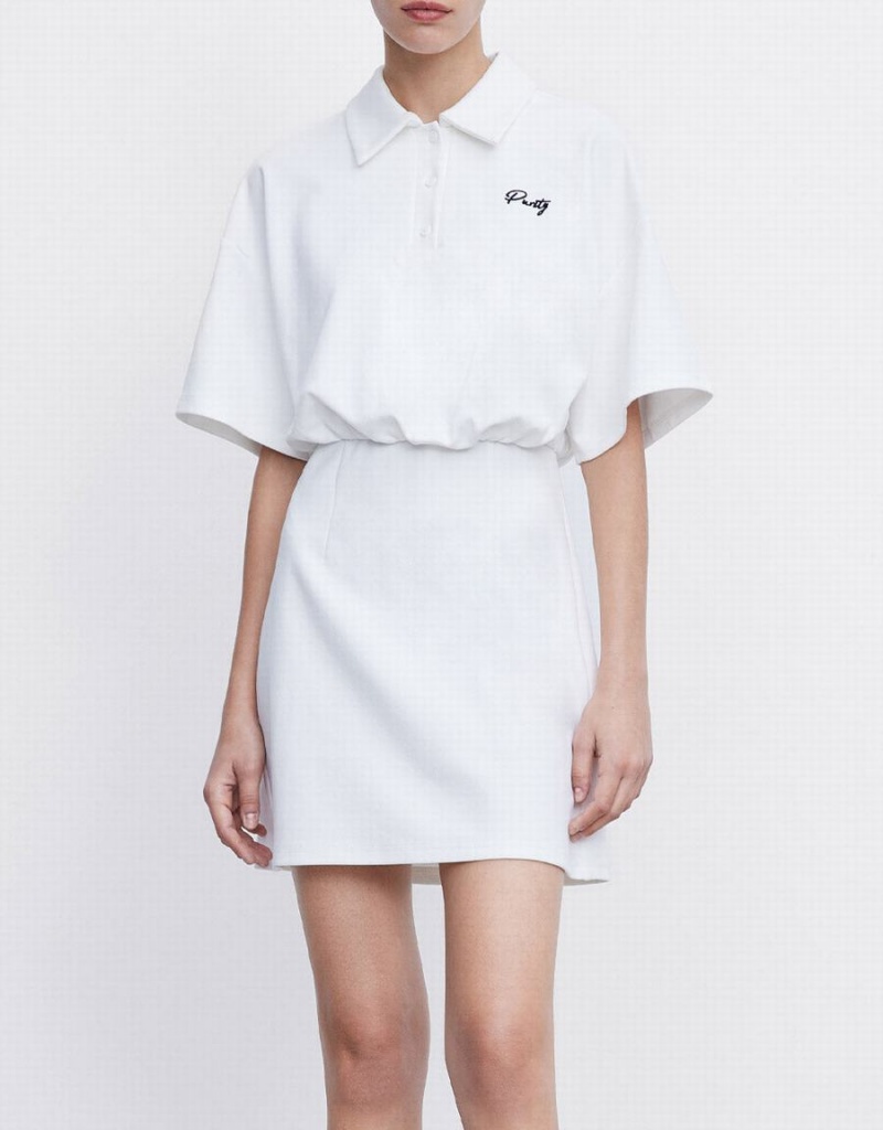 Urban Revivo Letter Detail Women's Dress White | EJJ2225SF