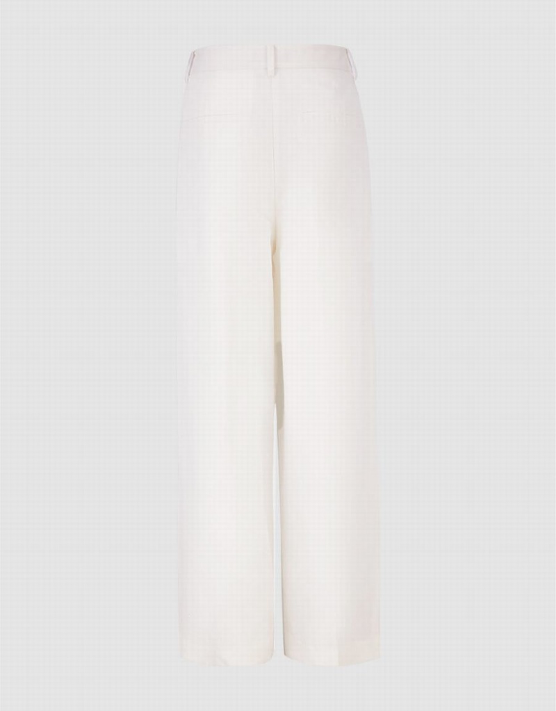 Urban Revivo Linen Wide-Leg Women's Pants White | CII7857OA