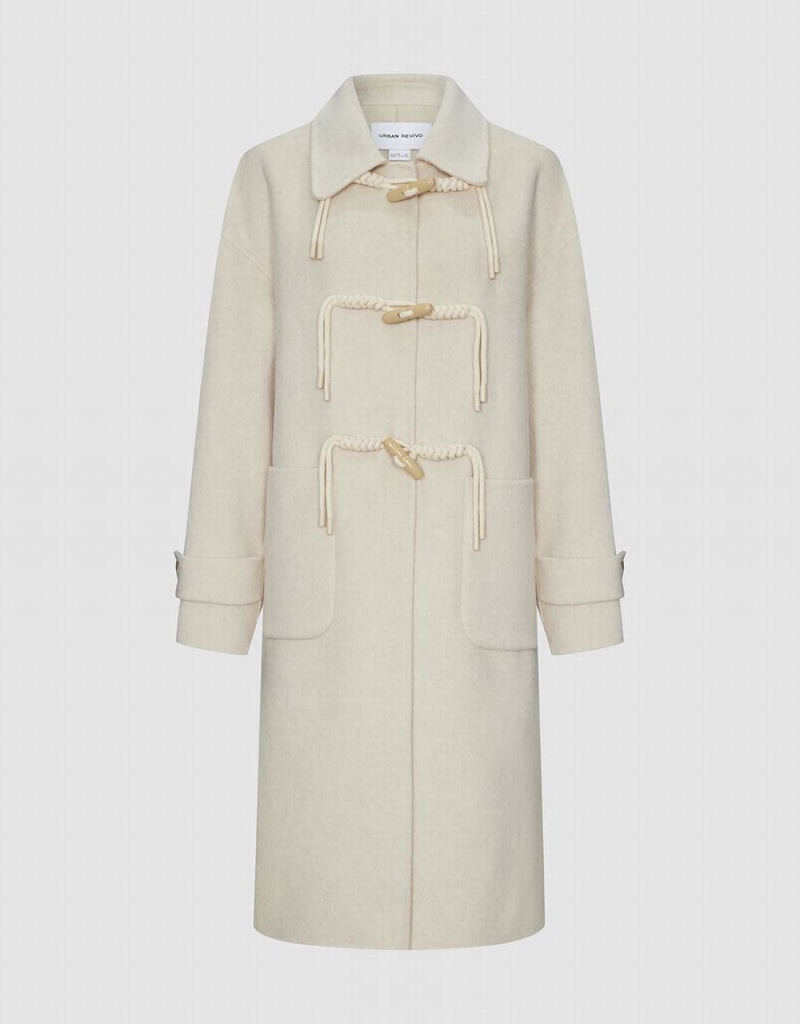 Urban Revivo Longline Straight Women's Coats White | PNP7031AV