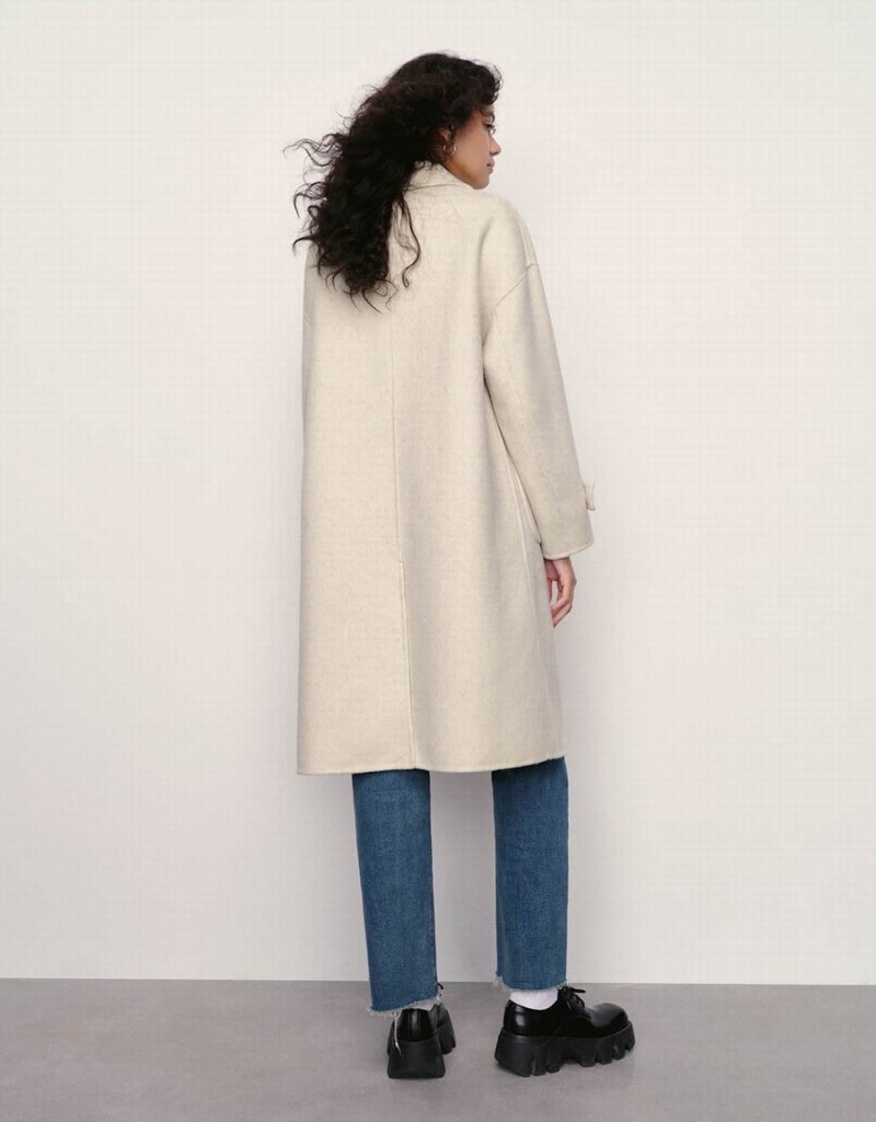 Urban Revivo Longline Straight Women's Coats White | PNP7031AV