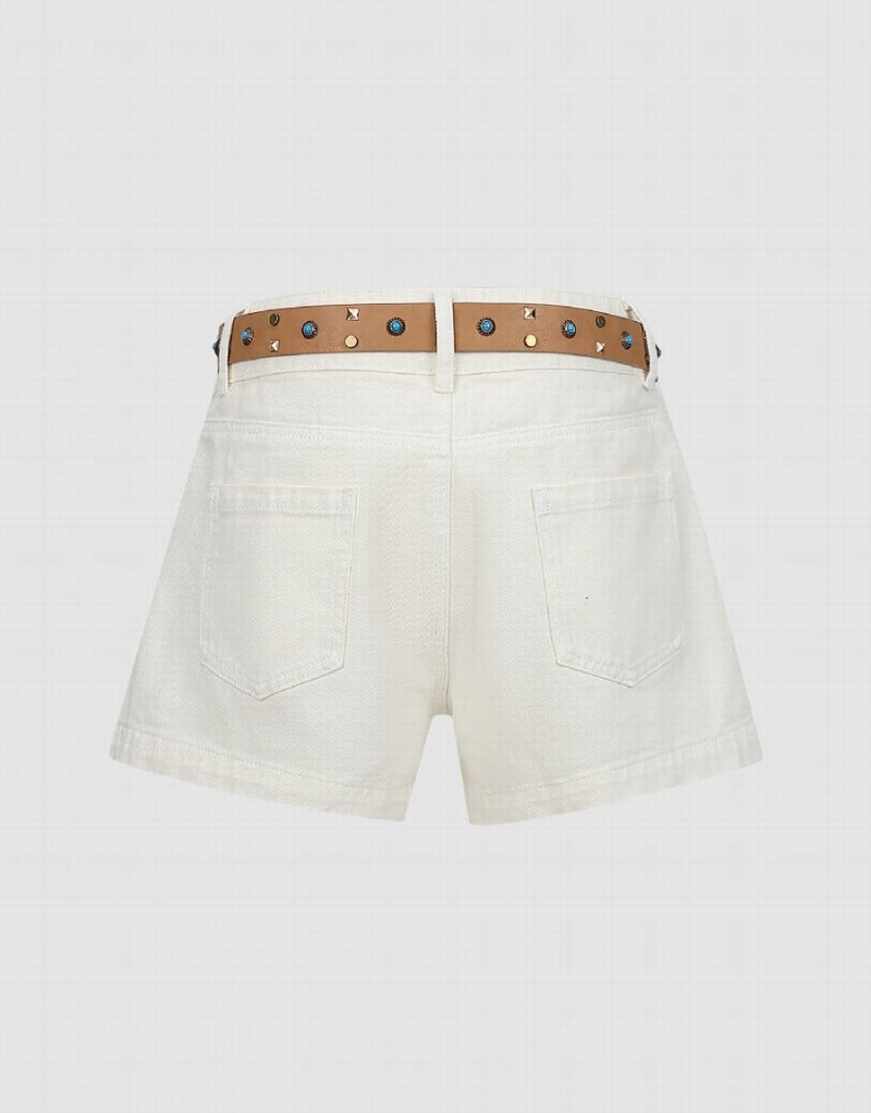 Urban Revivo Loose Denim Women's Shorts White | QQO1135LG