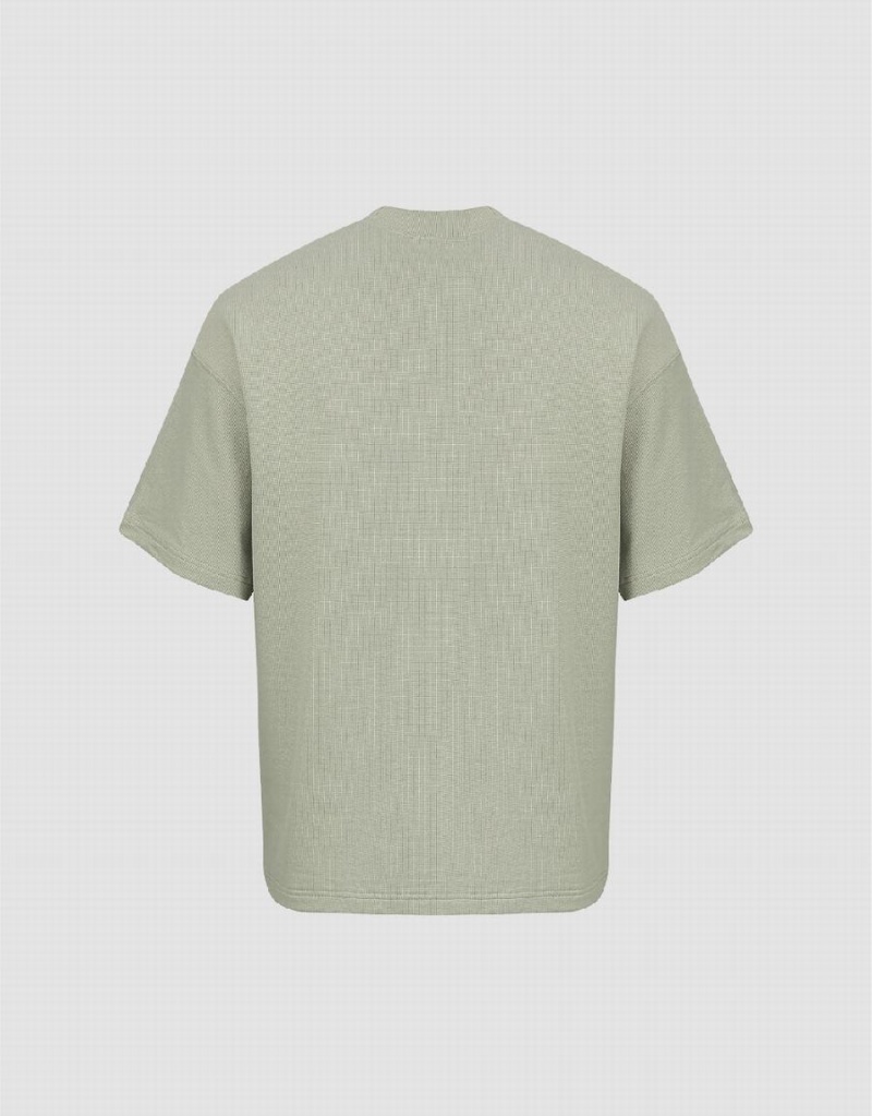 Urban Revivo Loose Knitted Men's T Shirts Green | DRT1473FM