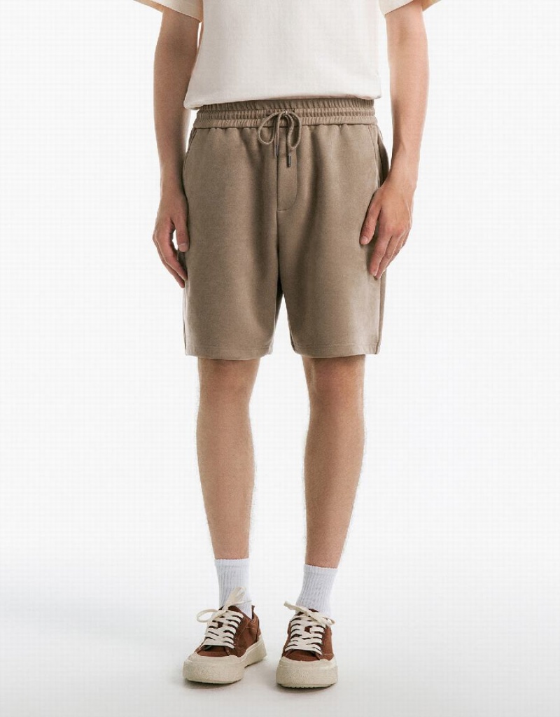 Urban Revivo Loose Men's Shorts Khaki | VRX2589ZS