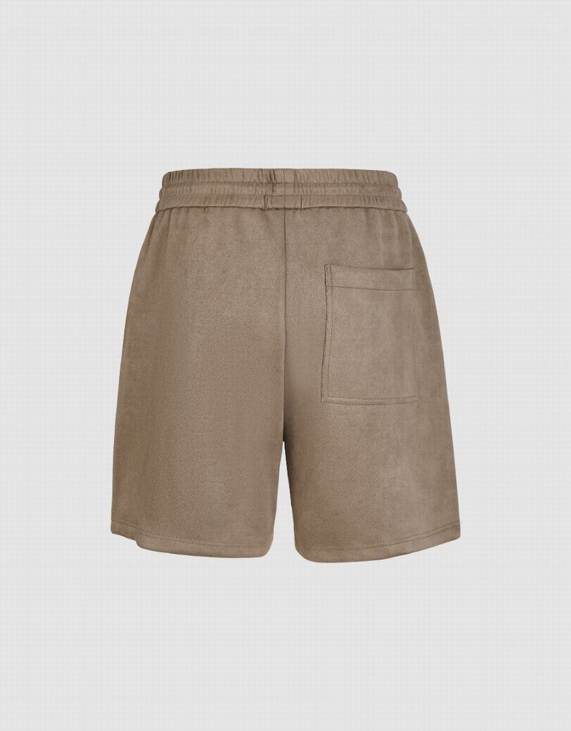 Urban Revivo Loose Men's Shorts Khaki | VRX2589ZS