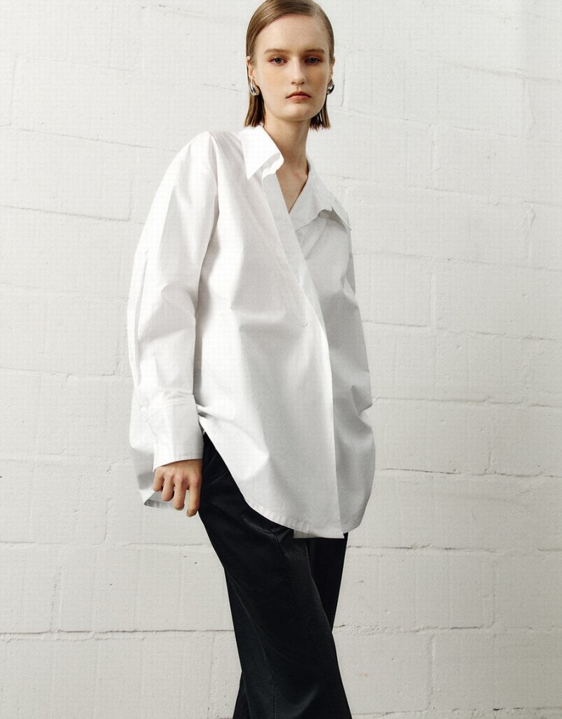 Urban Revivo Loose Sraight Women's Shirts White | XIG9724SQ