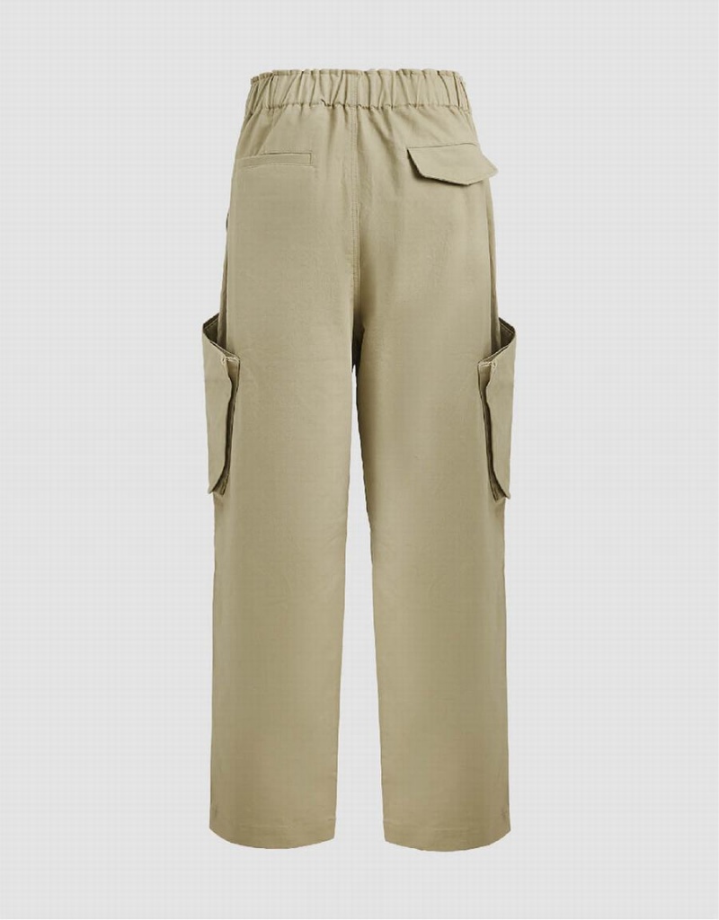 Urban Revivo Loose Straight Men's Pants Khaki | YJE795TM