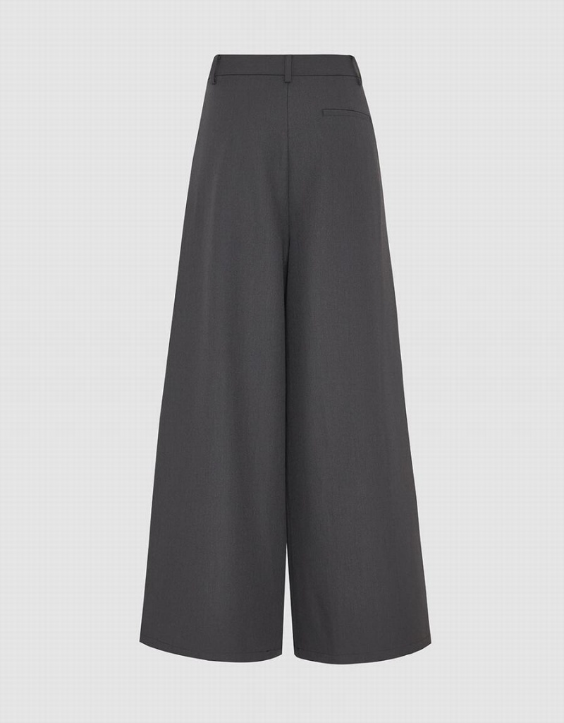 Urban Revivo Loose Wide-Leg Women's Pants Grey | FNT3972WM