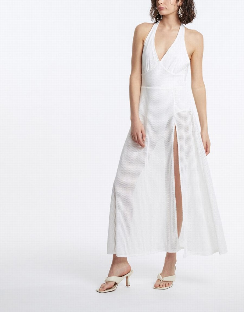 Urban Revivo Maxi Halter Women's Dress White | IKT7572IY