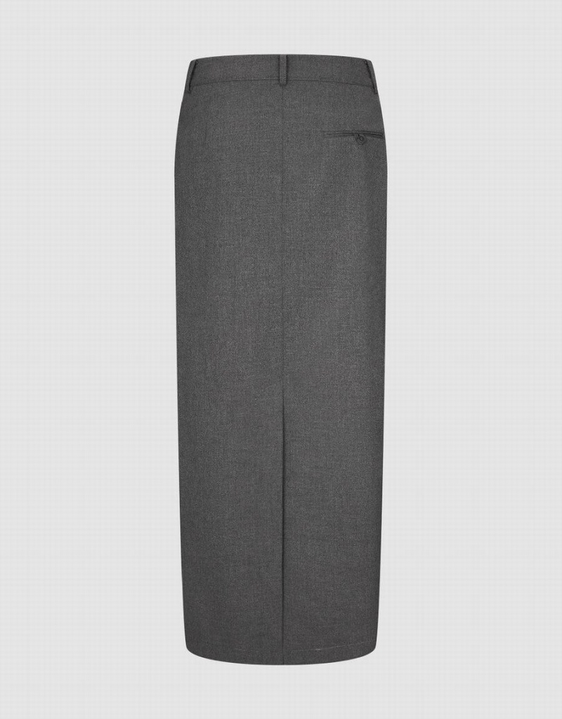 Urban Revivo Maxi Straight Women's Skirts Dark Grey | VYC2565ME