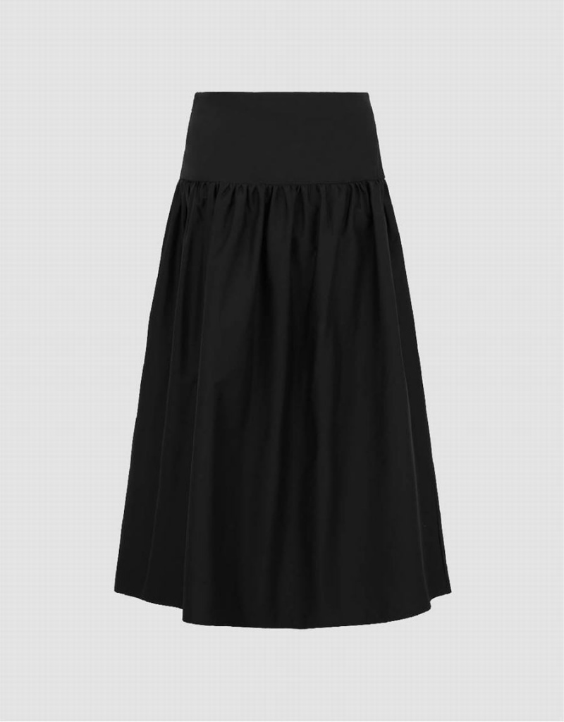 Urban Revivo Midi A-Line Women's Skirts Black | MLM5277JI