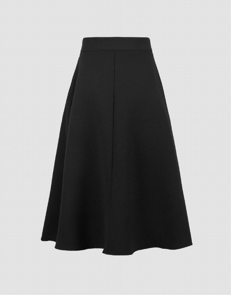 Urban Revivo Midi A-Line Women's Skirts Black | XOF6746ZQ