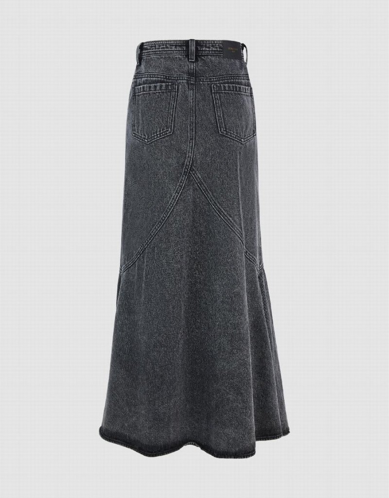 Urban Revivo Midi Fishtail Denim Women's Skirts Black | QNT8548AT