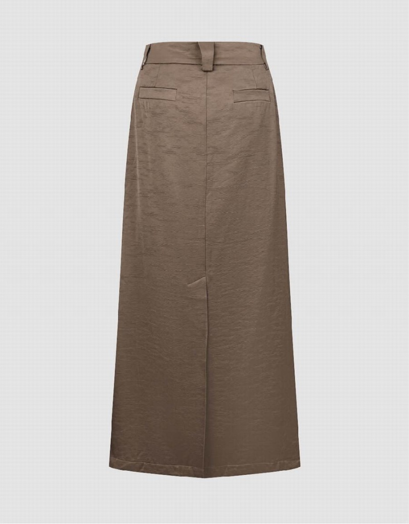 Urban Revivo Midi Straight Women's Skirts Brown | HZT6915YK