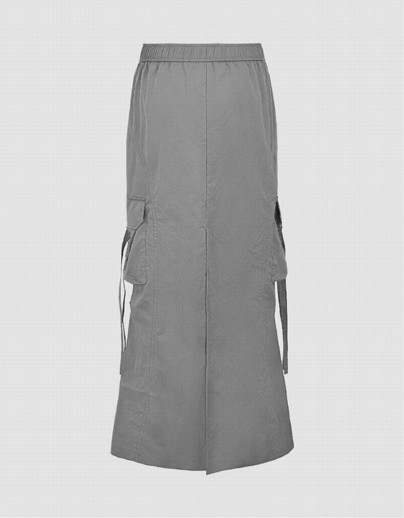 Urban Revivo Midi Straight Women's Skirts Grey | STO4450EQ