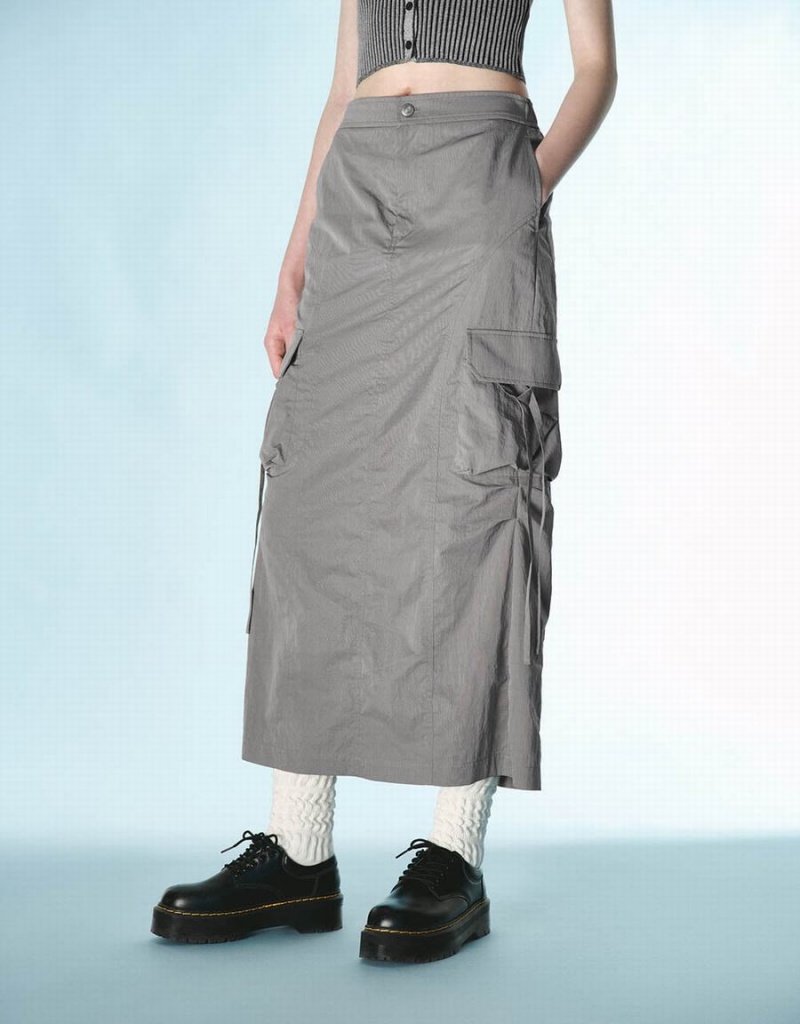 Urban Revivo Midi Straight Women's Skirts Grey | STO4450EQ