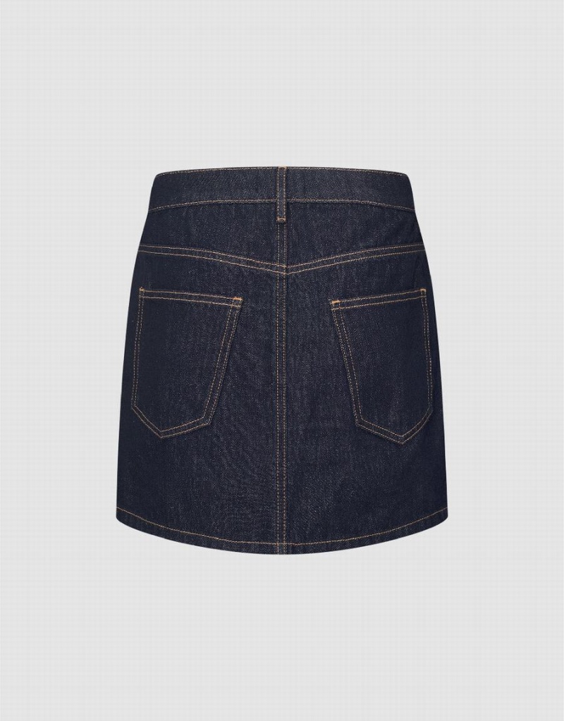 Urban Revivo Mini A-Line Denim Women's Skirts Blue | WBR4017XJ