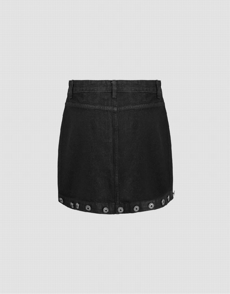 Urban Revivo Mini A-Line Denim Women's Skirts Black | YKH5815OR