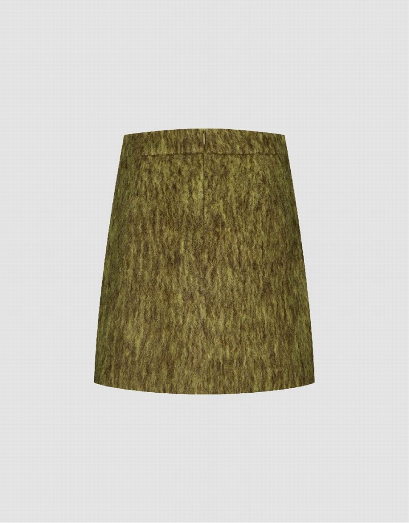 Urban Revivo Mini A-Line Women's Skirts Green | KZQ6833JH