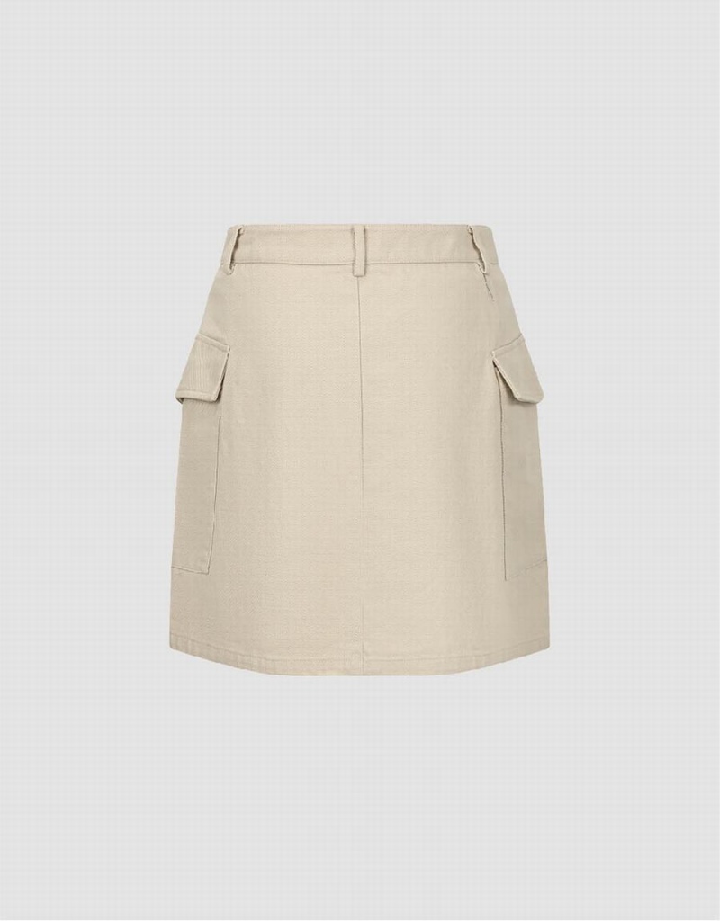 Urban Revivo Mini A-Line Women's Skirts Khaki | QCE4766OG