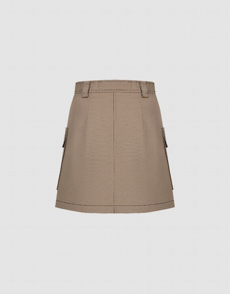 Urban Revivo Mini A-Line Women's Skirts Khaki | ZWY3847EK