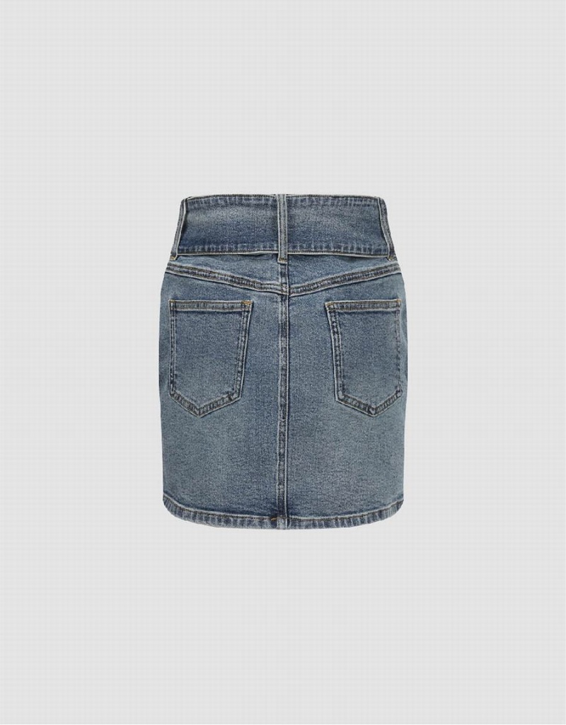 Urban Revivo Mini Skinny Denim Women's Skirts Blue | VRZ4370AK