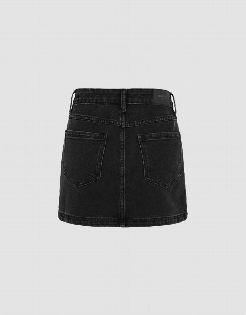 Urban Revivo Mini Straight Denim Women's Skirts Black | QSW4313NO