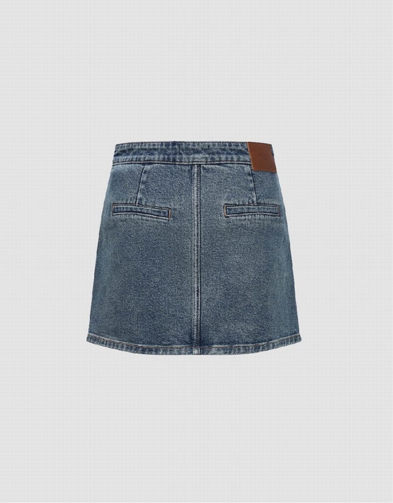 Urban Revivo Mini Straight Denim Women's Skirts Blue | CXI4386OW