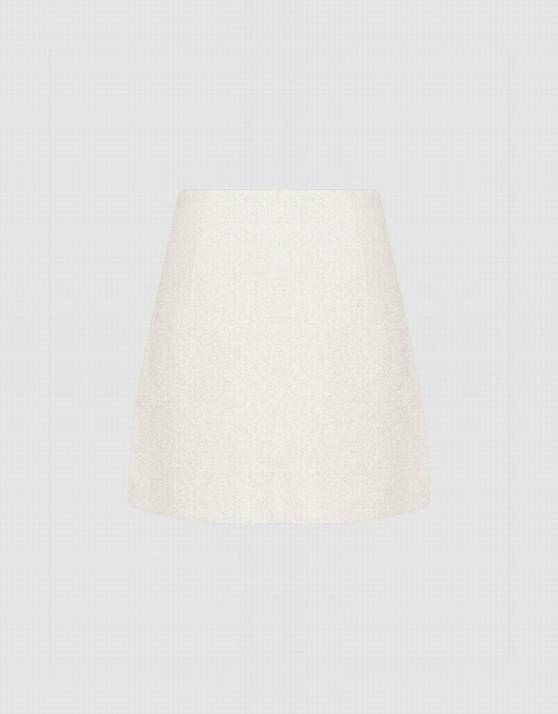 Urban Revivo Mini Tweed A-Line Women's Skirts White | OMM6495LH