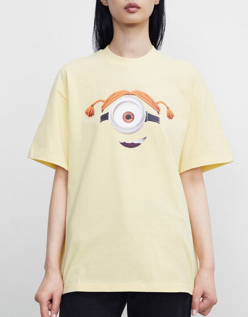 Urban Revivo Minions Women's T Shirts Yellow | LIA447AD