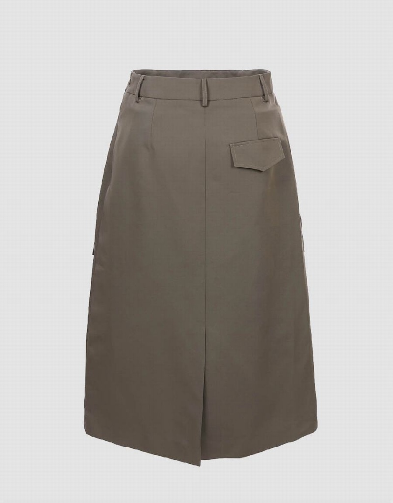 Urban Revivo Multi Utility Pocket Women's Skirts Khaki Grey | GLN1983WV