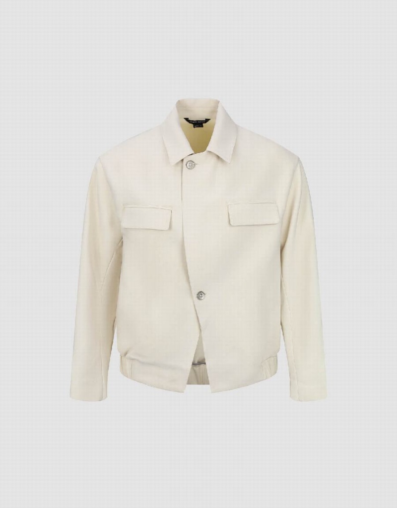 Urban Revivo Notch Lapel Tailored Men's Jackets White | CEI3383FZ