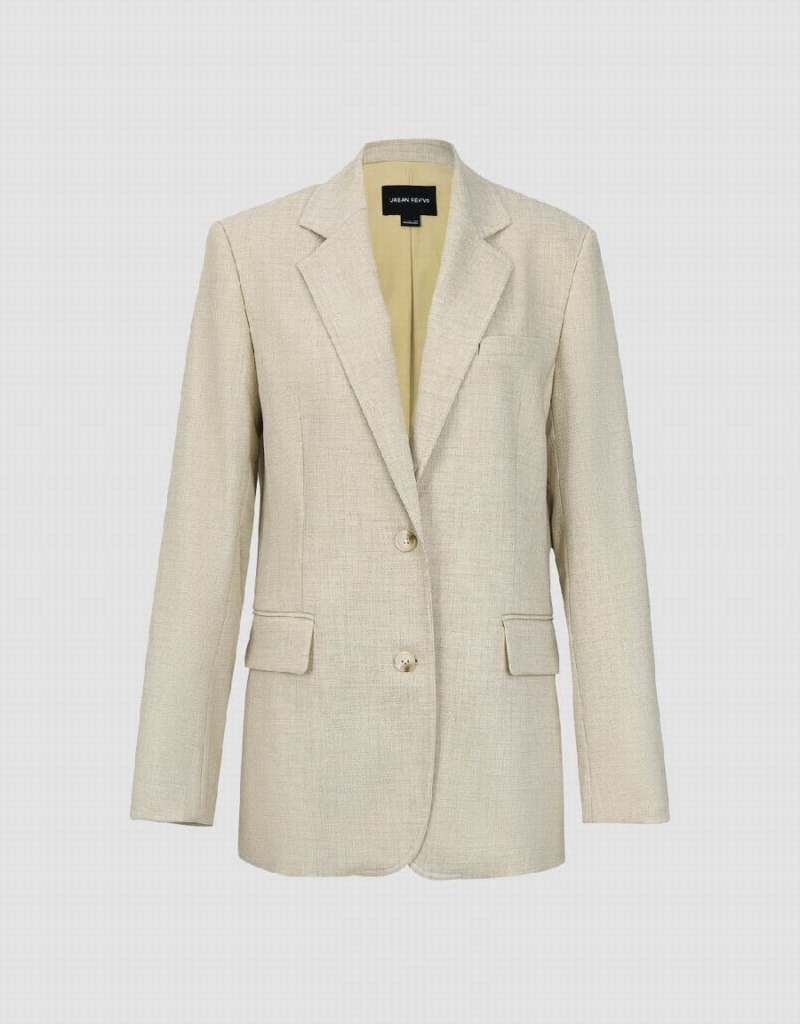 Urban Revivo Notch Lapel Tailored Women's Blazers Yellow | ACM797PZ