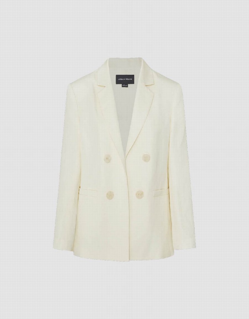 Urban Revivo Notch Lapel Tailored Women's Blazers White | DXK367TM