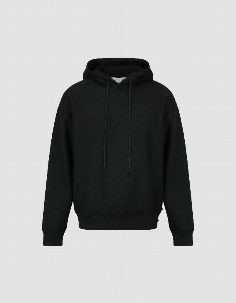 Urban Revivo Oversized Hooded Men's Sweatshirts Black | SKZ7179GH