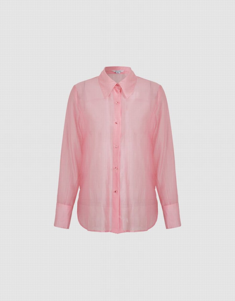 Urban Revivo Patch Pocket Women's Shirts Pink | XWT9199GC