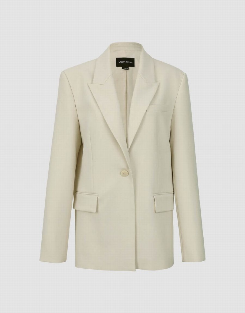 Urban Revivo Peak Lapel Tailored Women's Blazers White | ANN7741ZJ