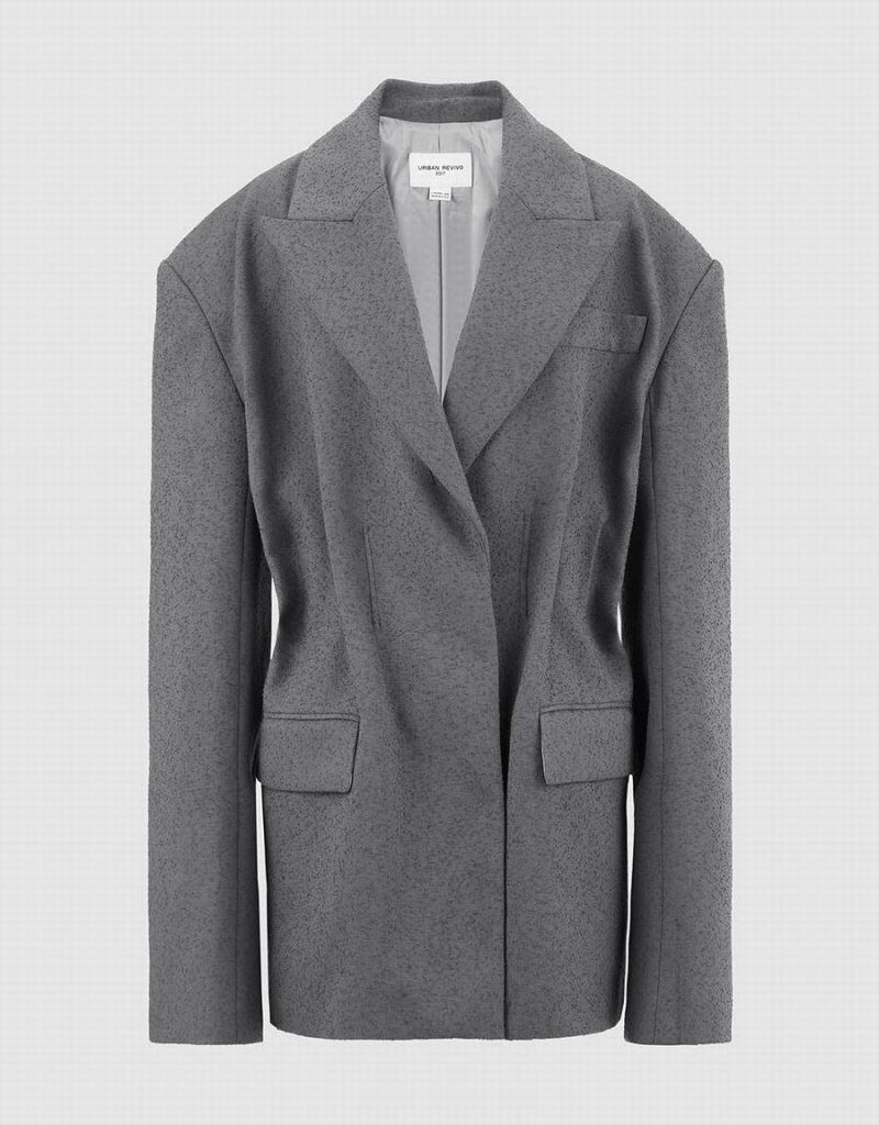 Urban Revivo Peaked Lapel Women's Blazers Grey | KMP4861ZH