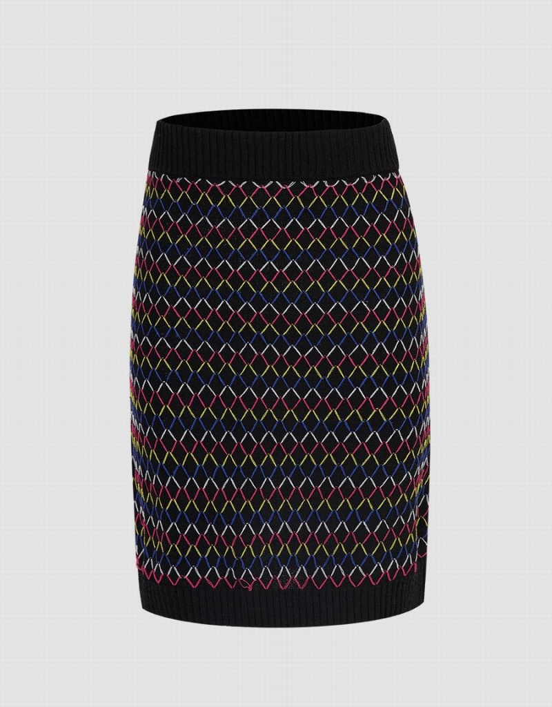 Urban Revivo Plaid Knitted Women\'s Skirts Grey | GKJ2898AE