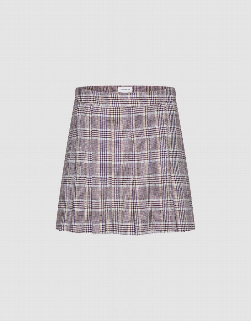 Urban Revivo Plaid Mini A-Line Women\'s Skirts Red | XCS510PZ