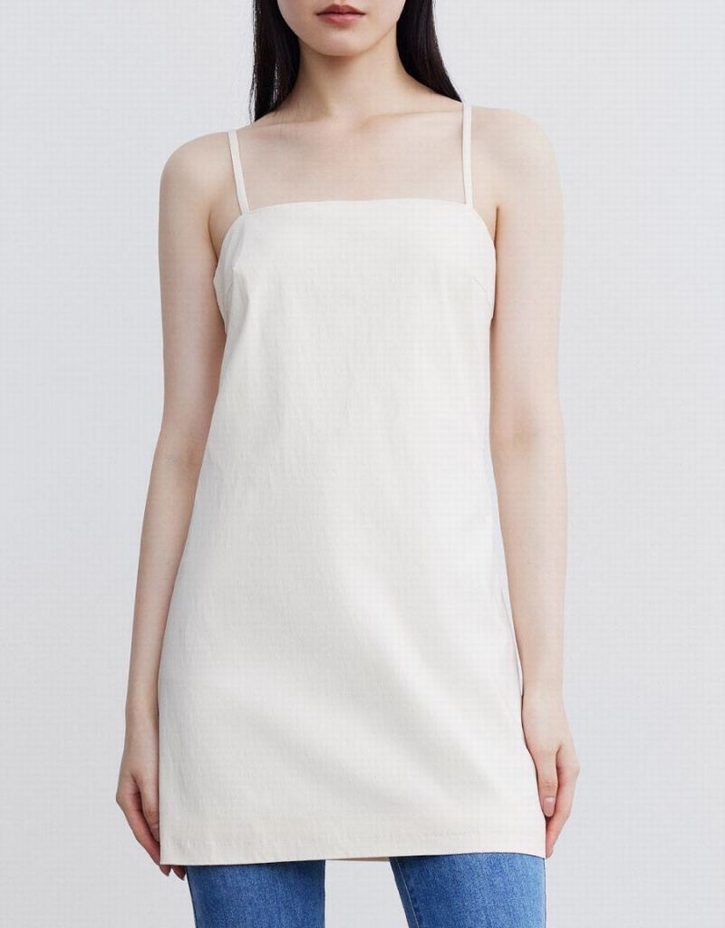 Urban Revivo Plain Cami Women's Dress White | LQI894VU