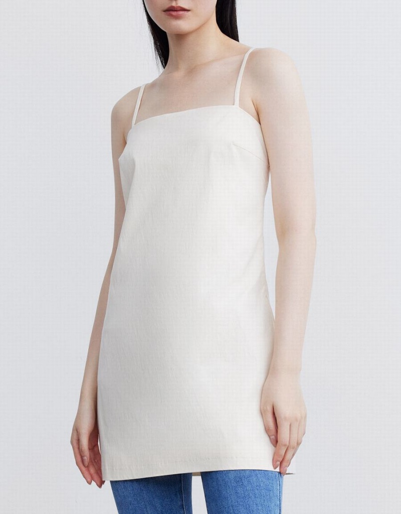 Urban Revivo Plain Cami Women's Dress White | LQI894VU