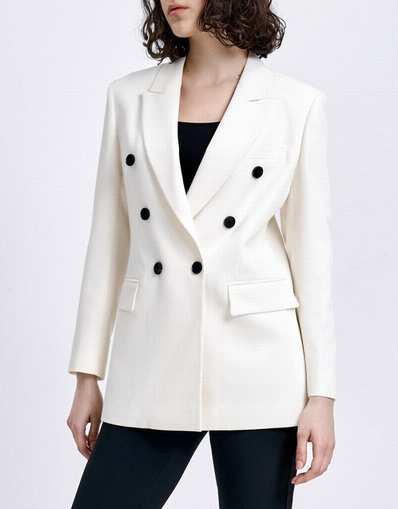 Urban Revivo Plain Double Breasted Women's Blazers Pink White | GNU1684AR