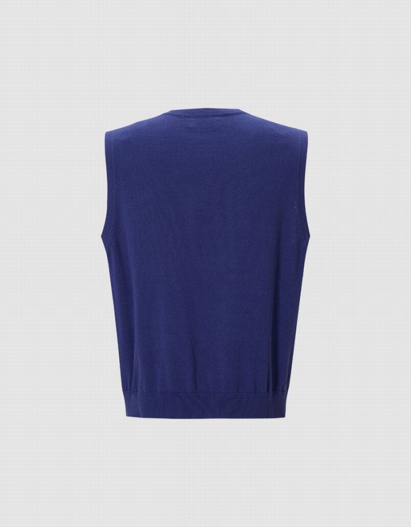 Urban Revivo Plain Men's Sweaters Blue | CPJ6751WB