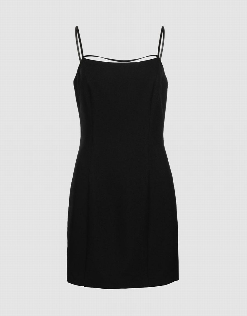 Urban Revivo Plain Mini Cami Women\'s Dress Black | HQE198XP