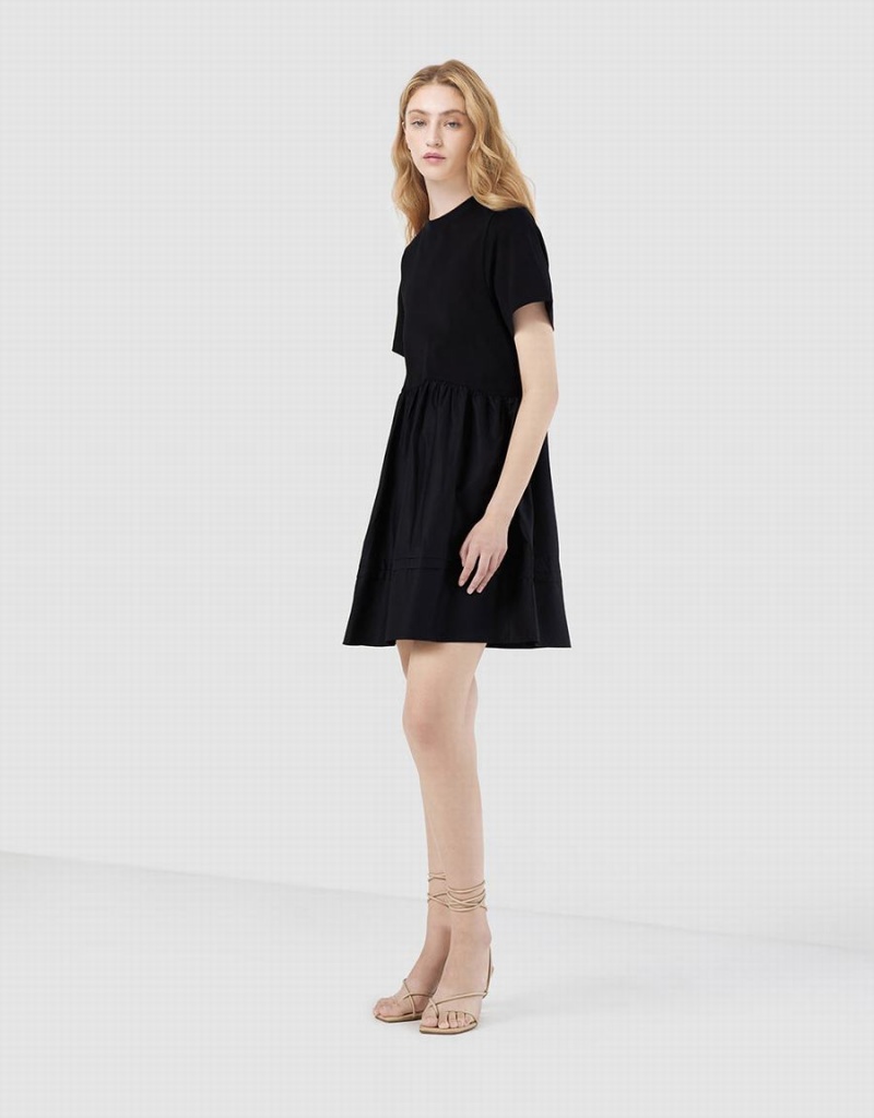 Urban Revivo Plain Spliced Women's Dress Black | FVK1988PZ